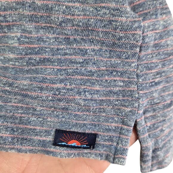Faherty Payson LS Polo Shirt Men 2XL Heathered Navy Rust Stripe Multi - Picture 3 of 7